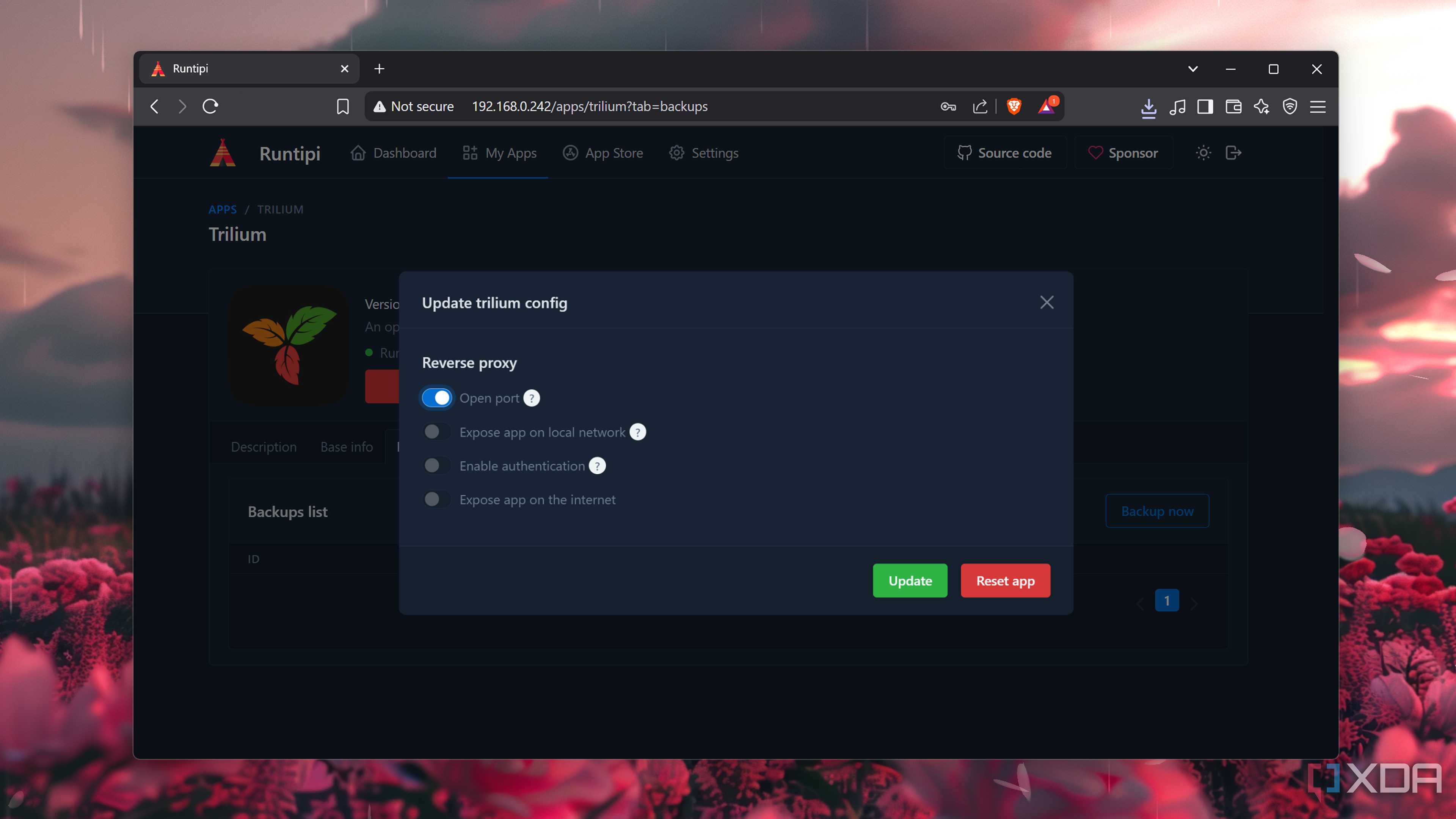 Configuring Trilium in Runtipi