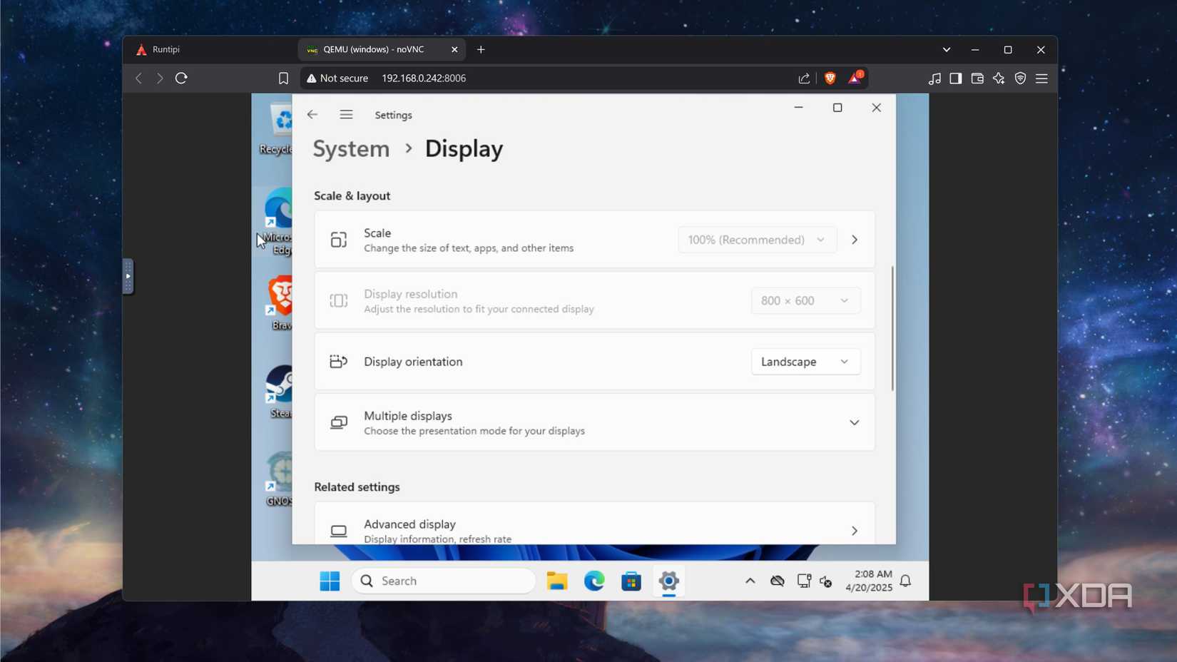 The Display settings in Windows 11