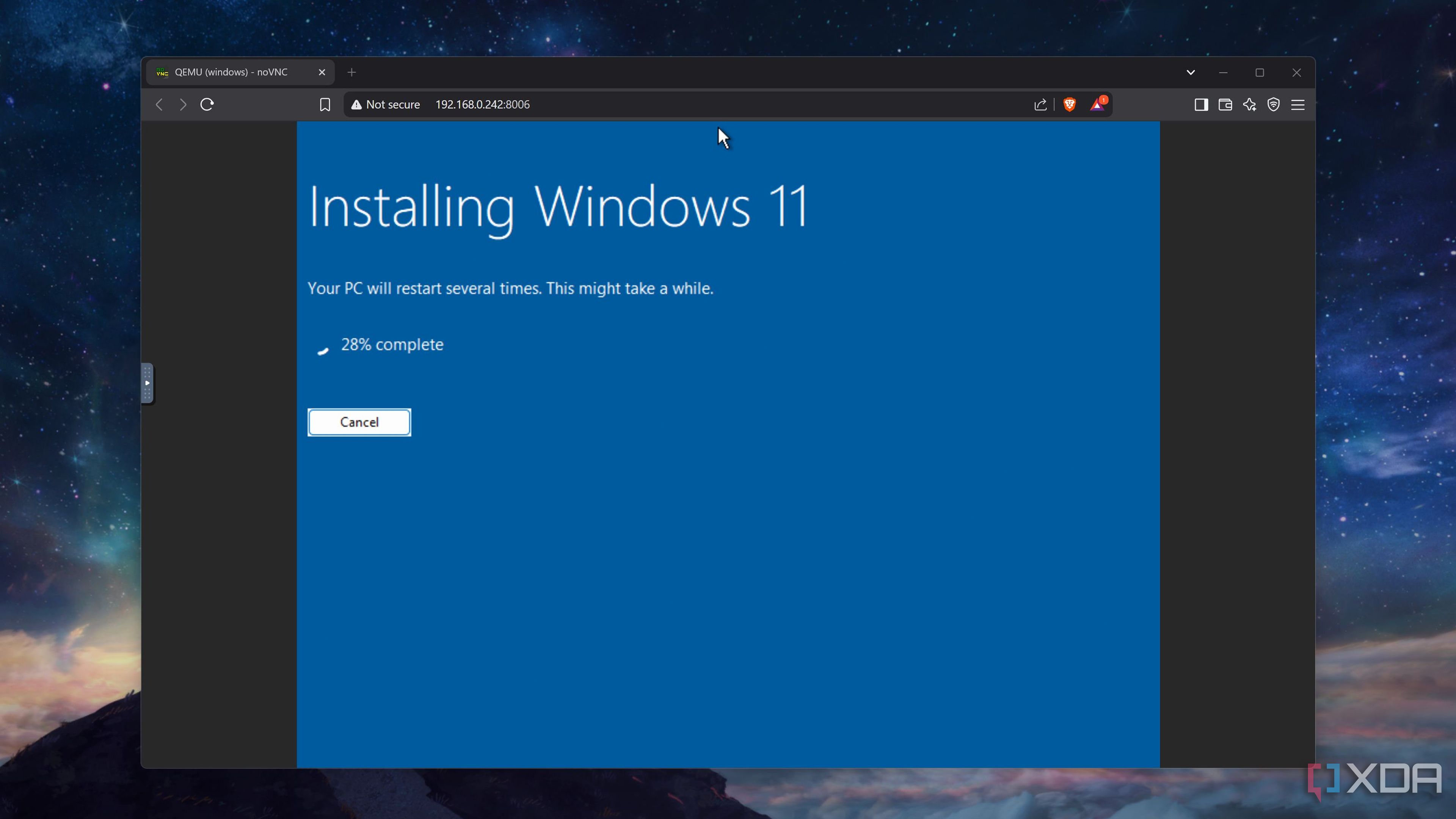 Installing Windows 11 on the container