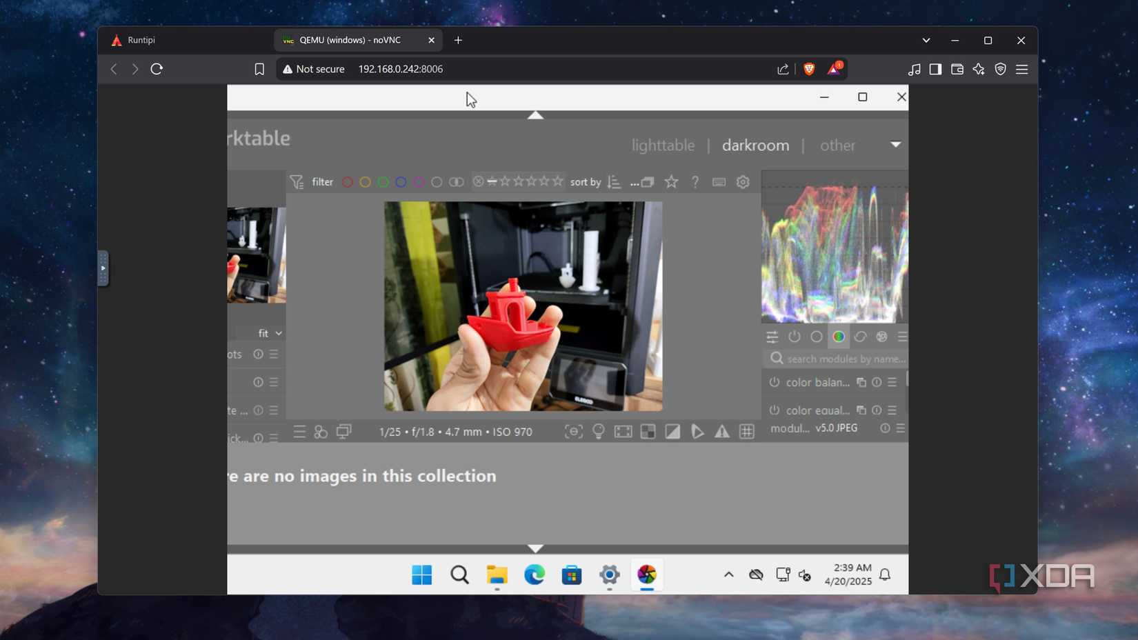 Using Darktable on the Windows 11 container