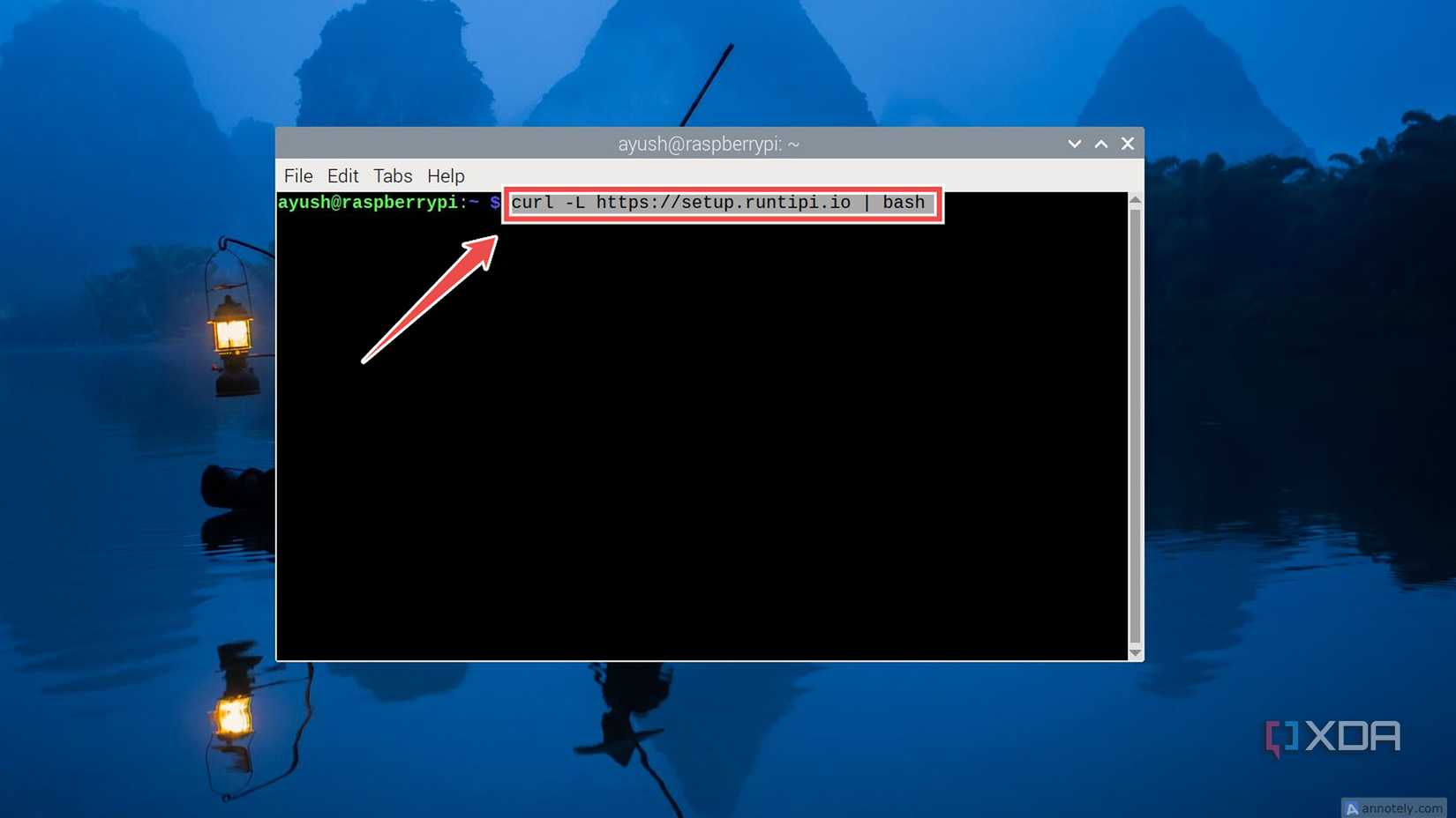 Using the curl command to grab the Runtipi files