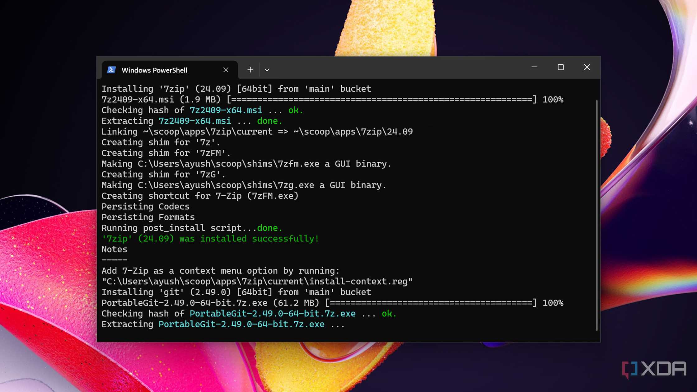 Installing Git using Scoop