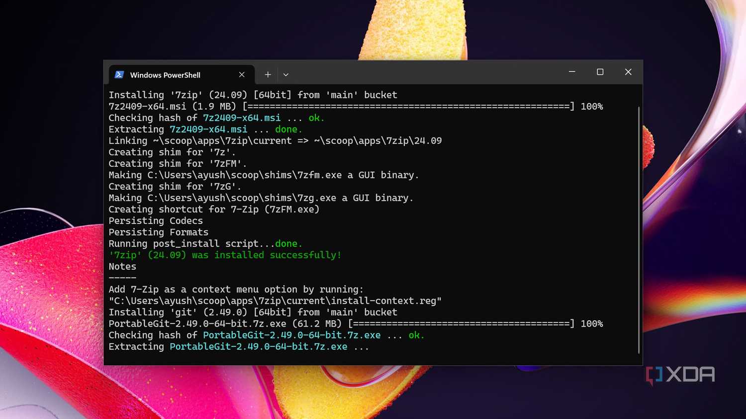 Installing Git using Scoop