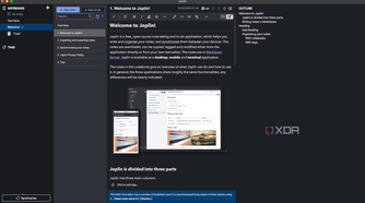A screenshot of Joplin using the Outline plugin.