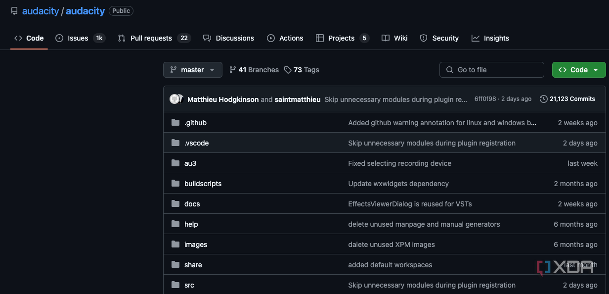 An example of a Github repo for open-source software.