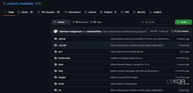 An example of a Github repo for open-source software.