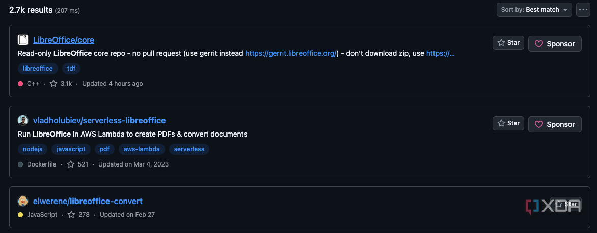 An example of a Github repo for open-source software.