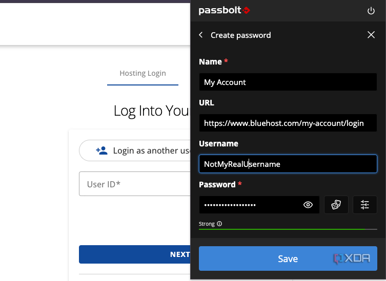 A screenshot of passbolt in action.