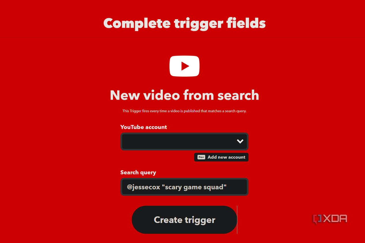 search trigger for youtube on ifttt