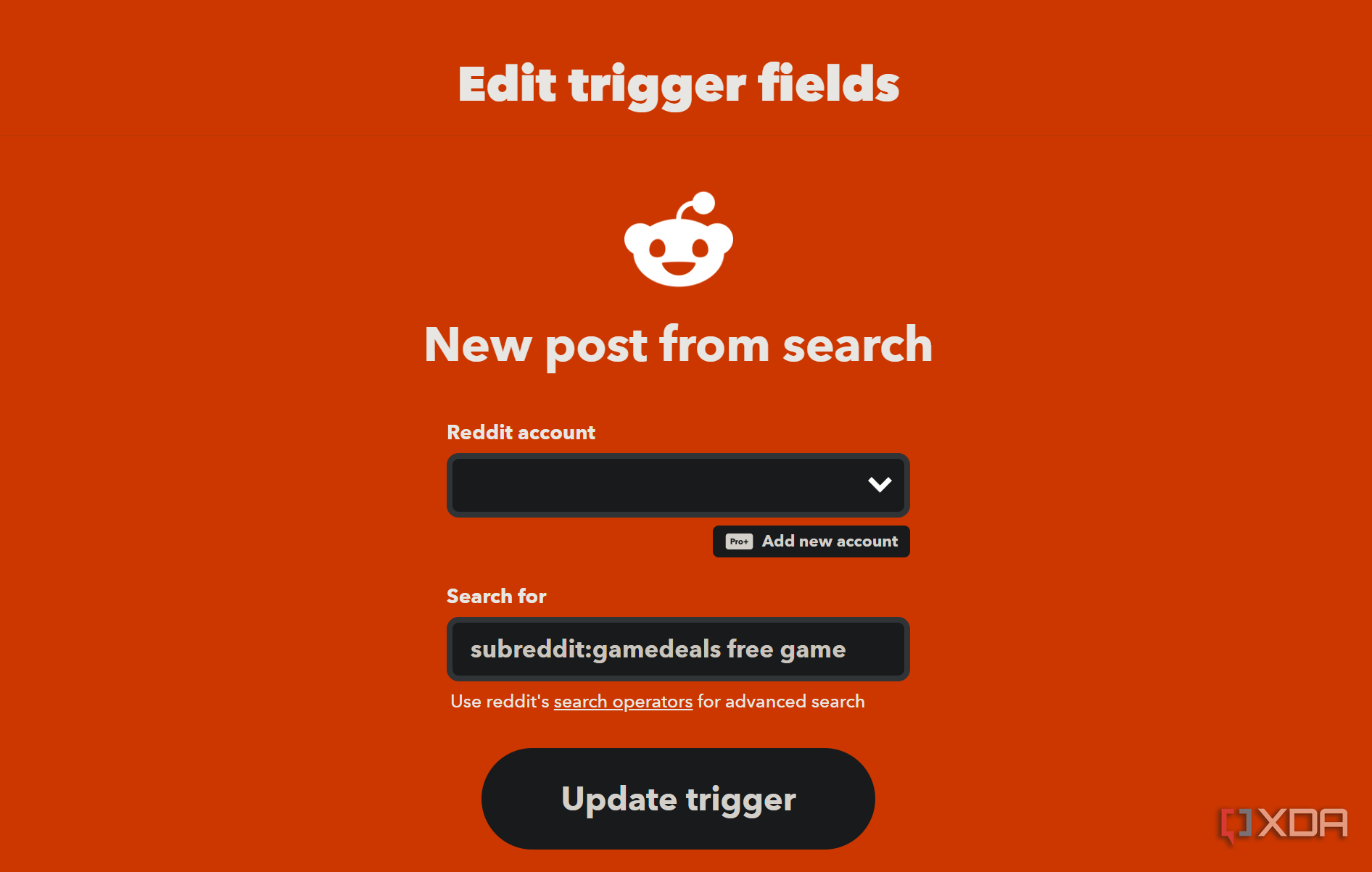 setting a subreddit trigger on ifttt