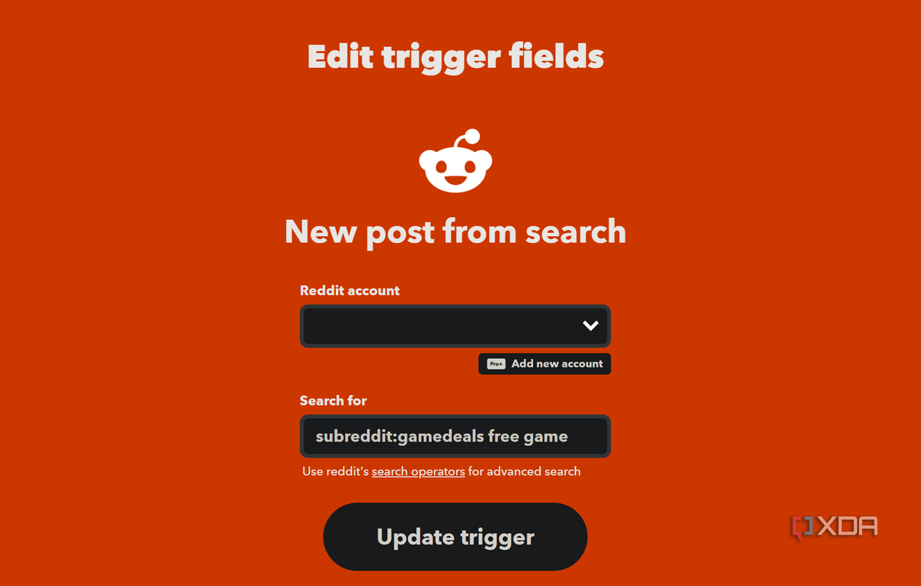 setting a subreddit trigger on ifttt