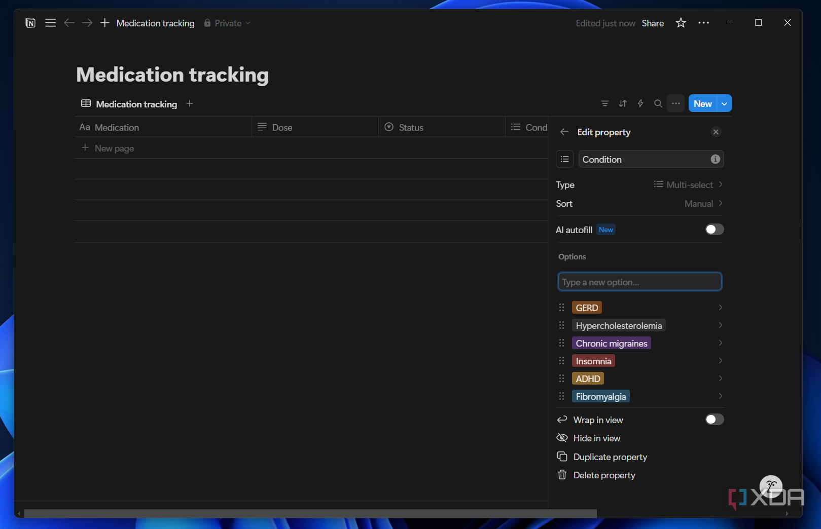 I set up a Notion page to track my medication for free