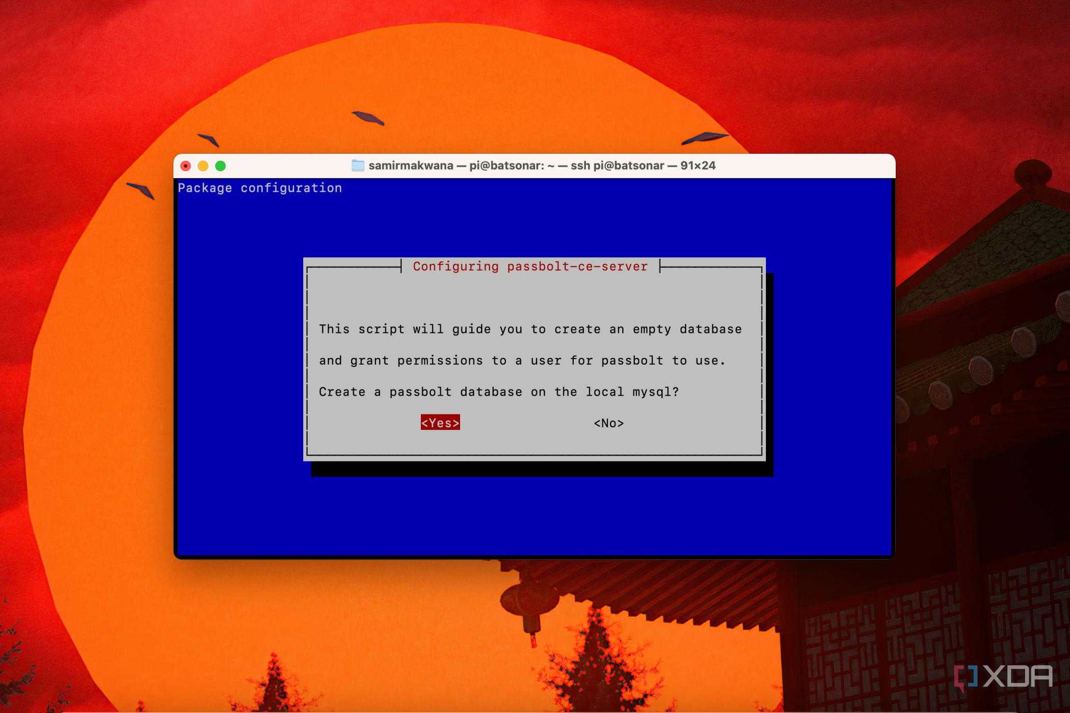 A screenshot of setting up database process in MariaDB for MySQL in Passbolt
