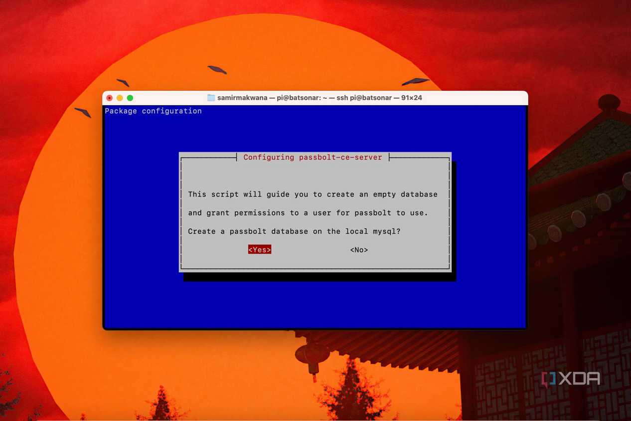 A screenshot of setting up database process in MariaDB for MySQL in Passbolt