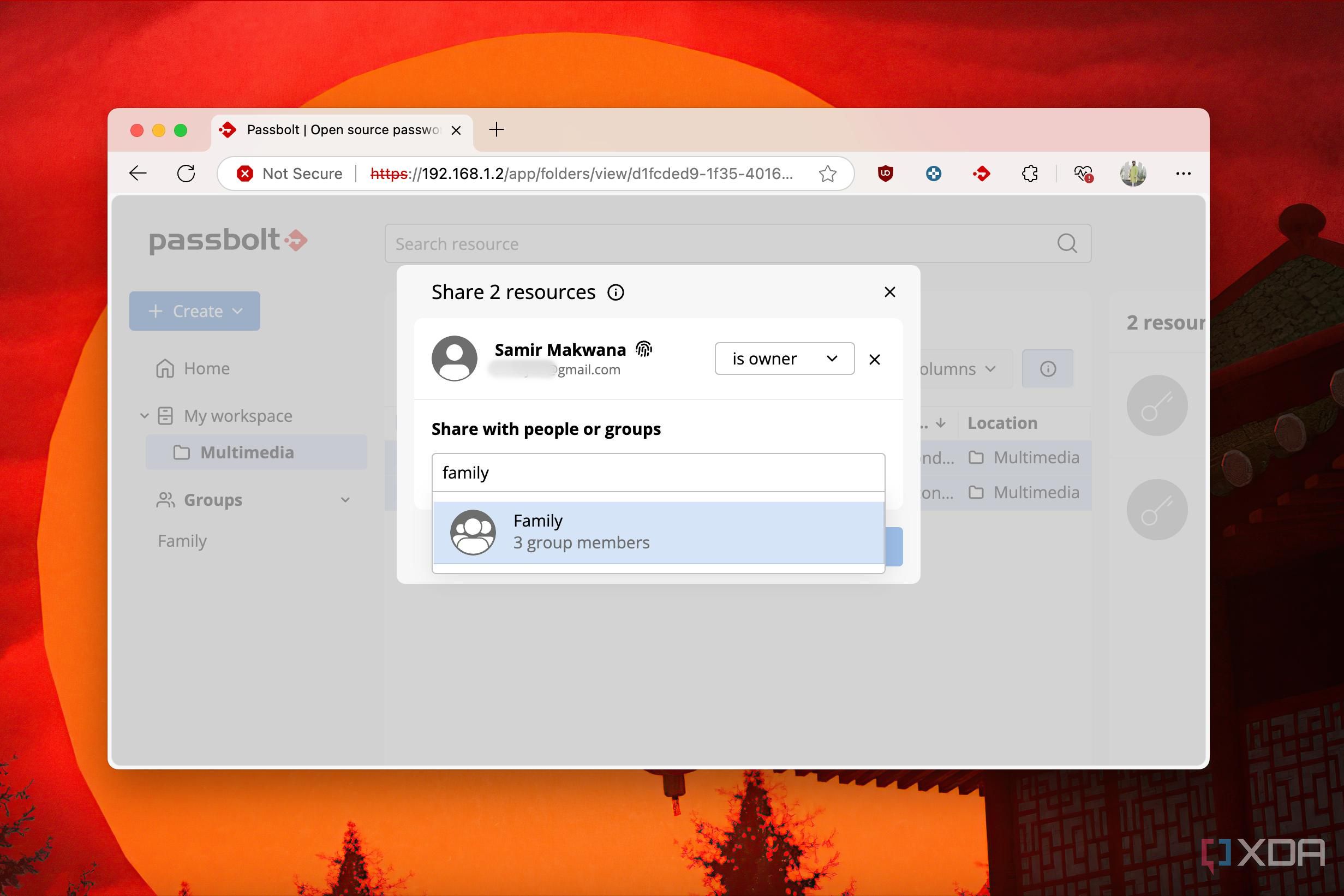 Sharing passwords with a group in Passbolt