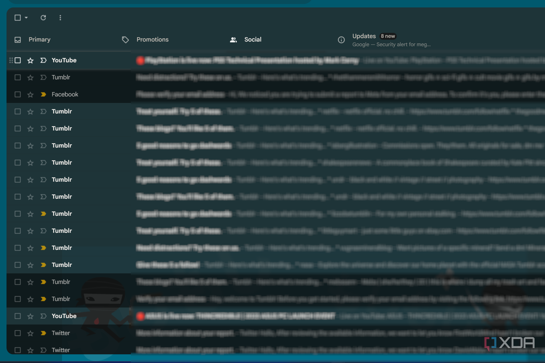 the social tab in gmail