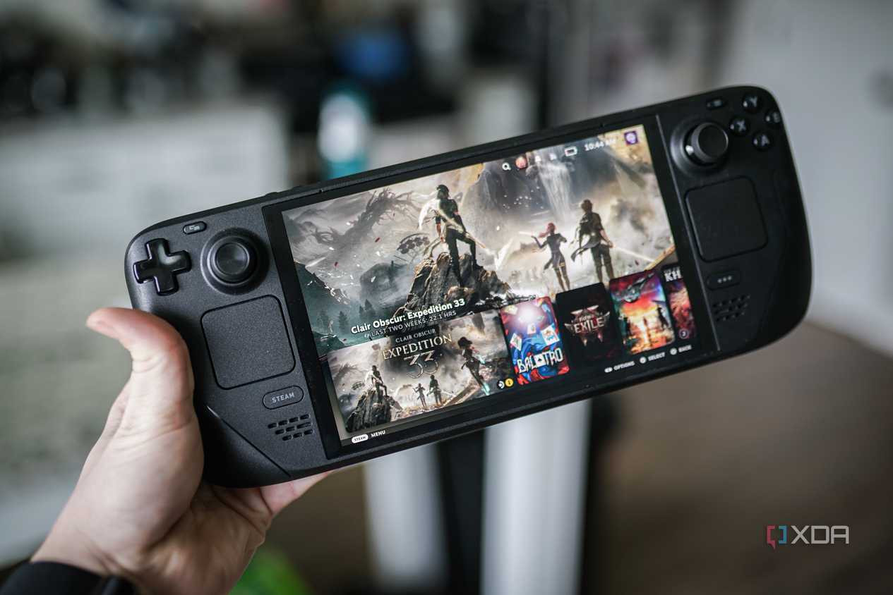 An image of a person holding the Steam Deck.