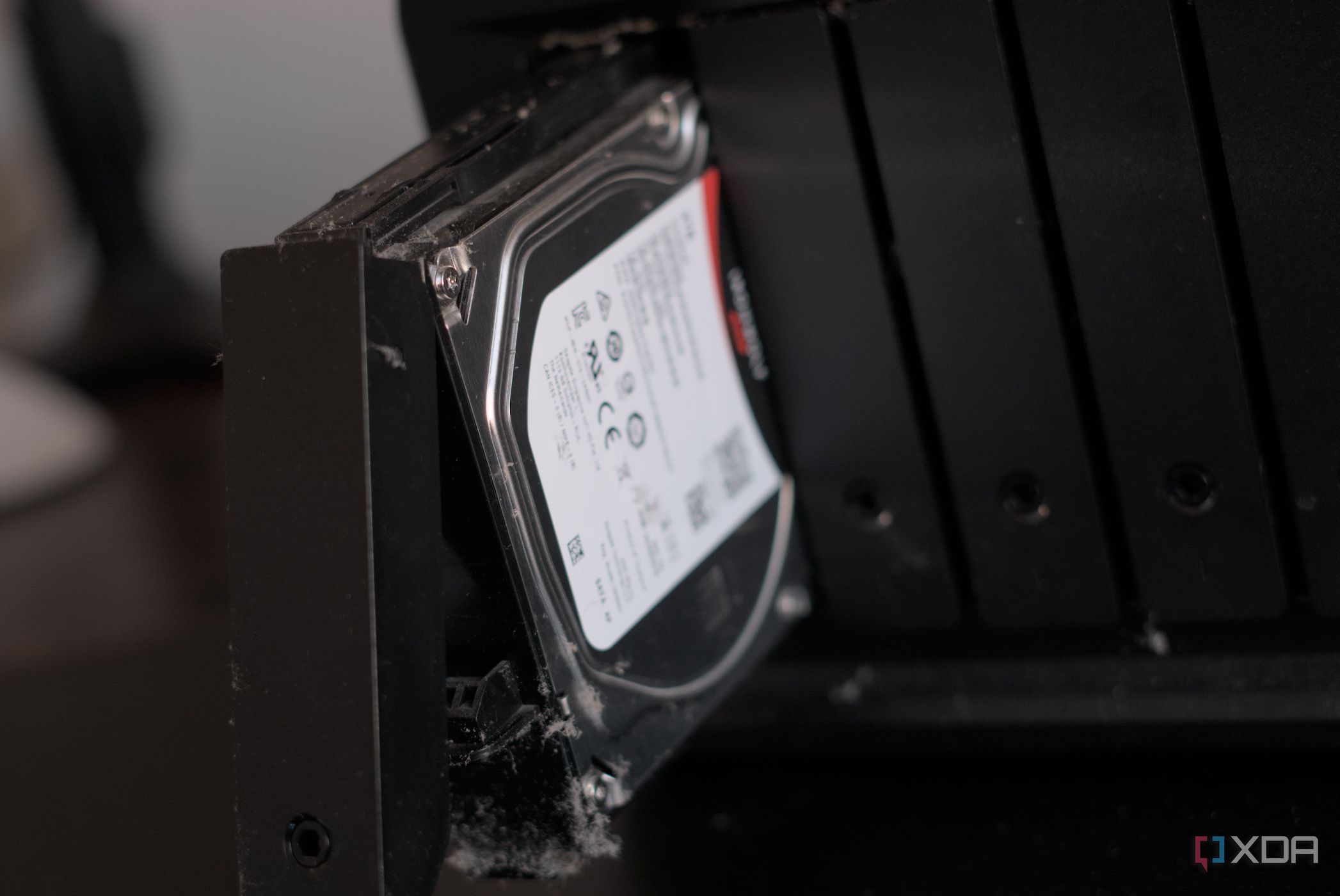 Synology DiskStation DS1019+ with a drive bay open