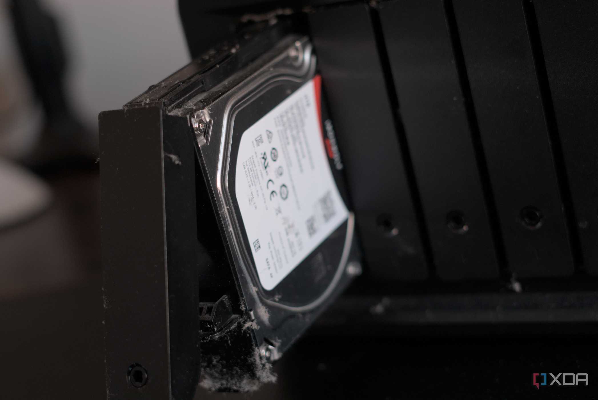 Synology DiskStation DS1019+ with a drive bay open