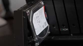 Synology DiskStation DS1019+ with a drive bay open