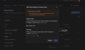 Tailscale enable subnet routes