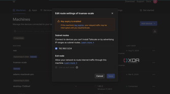 Tailscale enable subnet routes