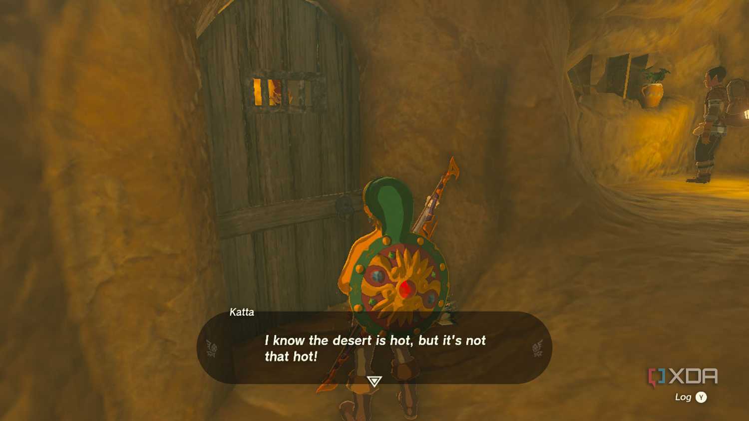 Link being scolded for not wearing a shirt.