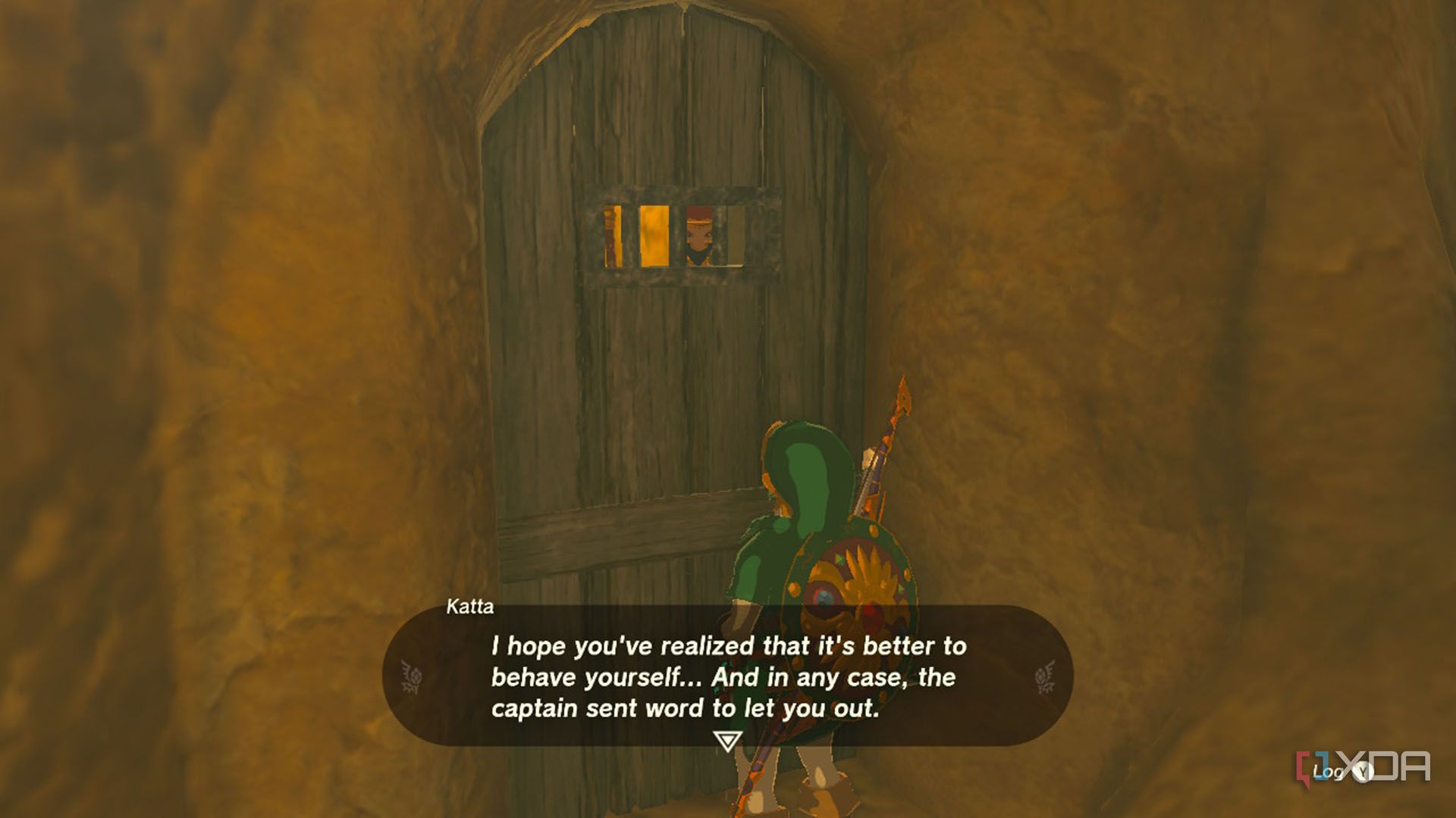 Link being released from jail after he put a shirt on.