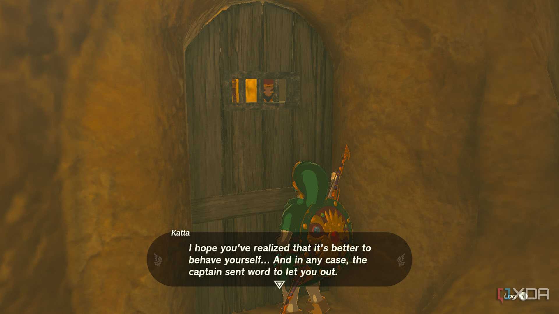 Link being released from jail after he put a shirt on.