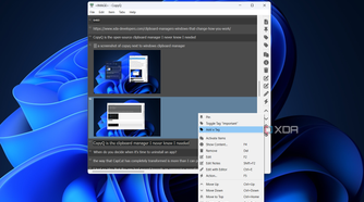 the add a tag option in copyq