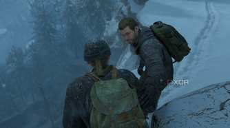 the last of us part 2 abby and owen standing in snow