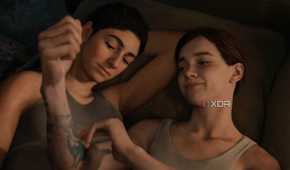 A screenshot from the game The Last of Us Part II Remastered on PC, showing Dina and Ellie together.
