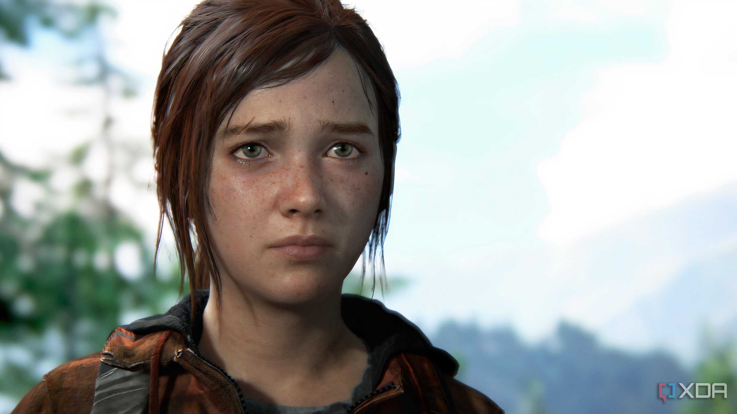 A screenshot from the game The Last of Us Part II Remastered on PC, showing a young Ellie.