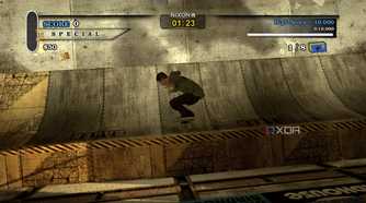 A screenshot from the 2012 game "Tony Hawk's Pro Skater HD", showing Tony Hawk in the air.