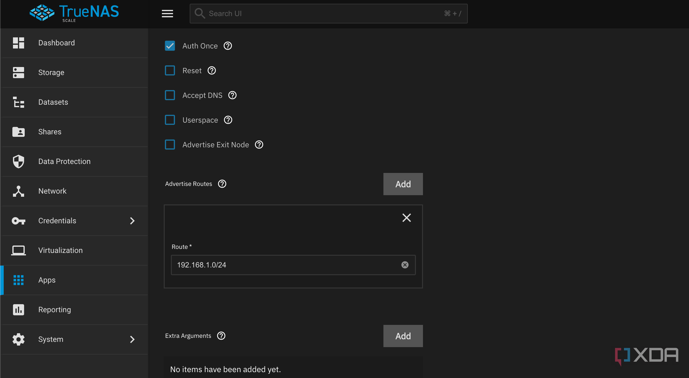 Advertise routes on Tailscale in TrueNAS