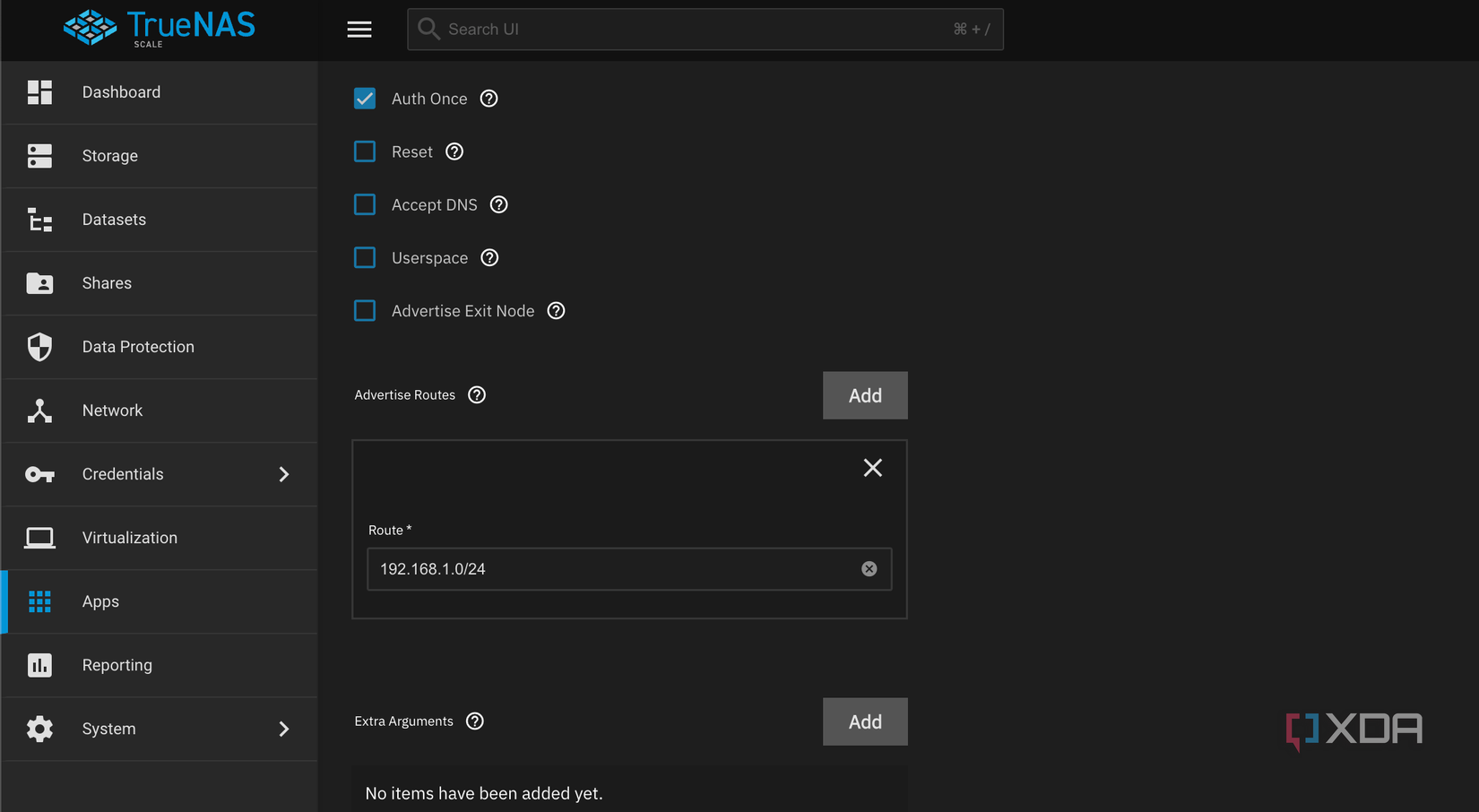 Advertise routes on Tailscale in TrueNAS