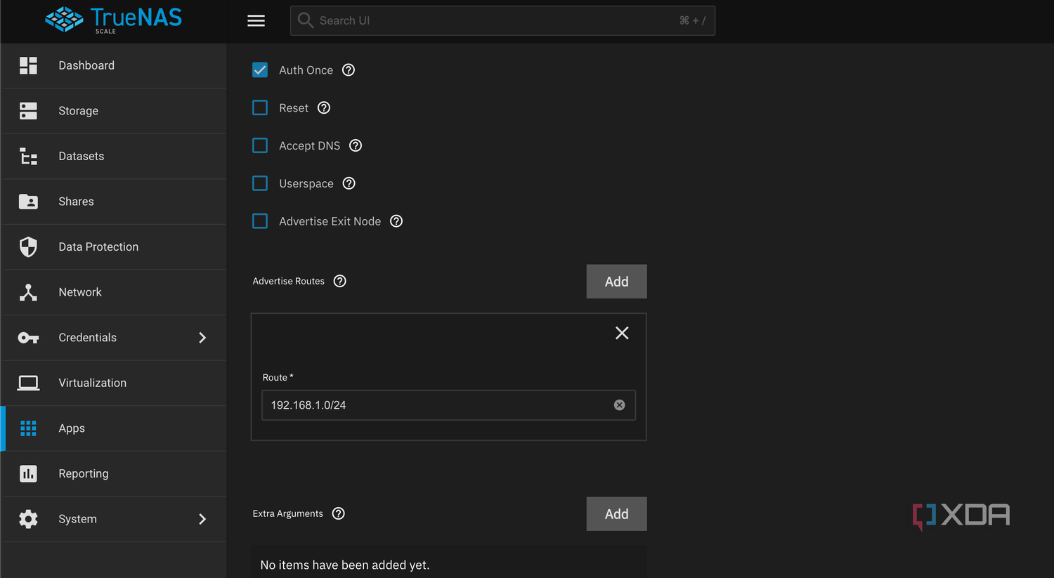 Advertise routes on Tailscale in TrueNAS