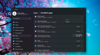 Uninstalling an app using Windows 11 Settings