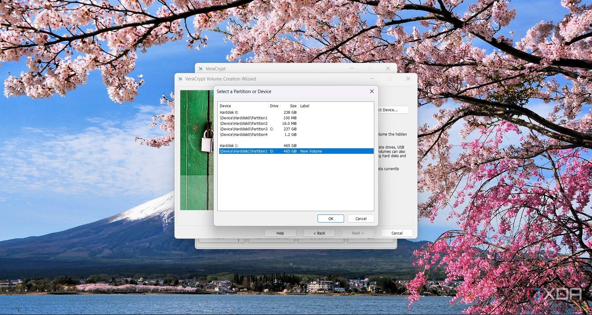 Selecting the hidden volume partition in VeraCrypt