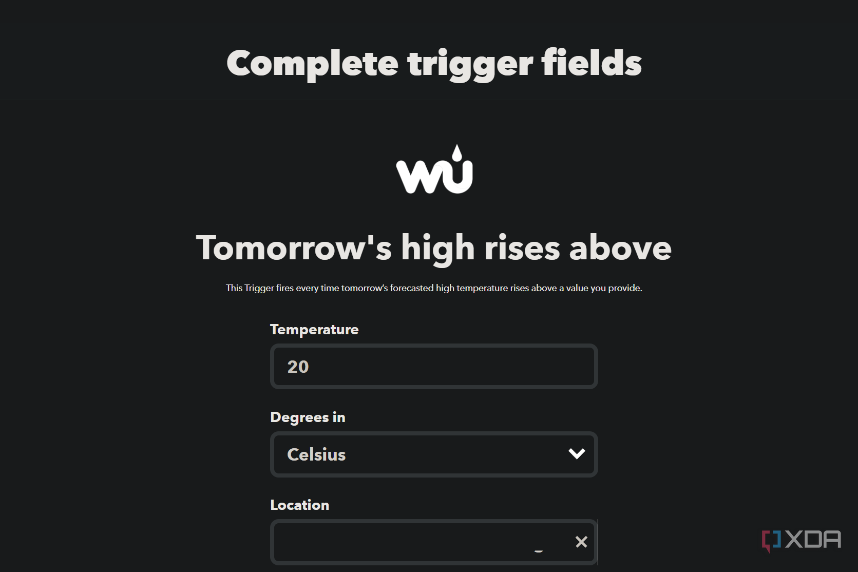 weather forecast temperature trigger for weather underground