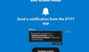 weather message action for ifttt