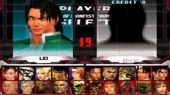 A screenshot of the character select screen in Tekken 3