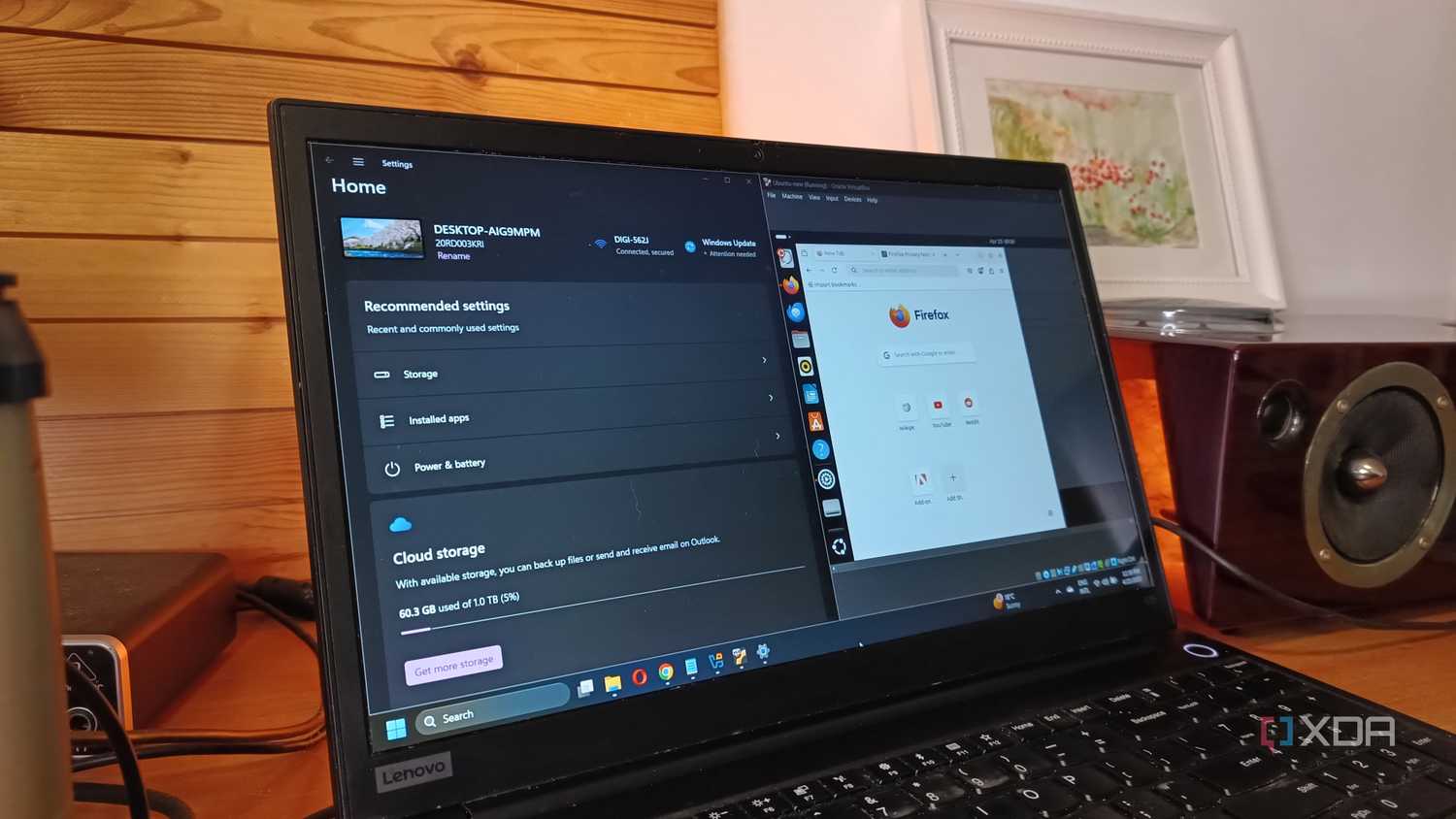 Laptop running Windows 11 and Ubuntu on a virtual machine