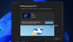 Screenshot of Windows Backup app in progress