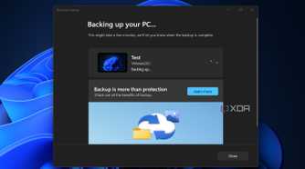 Screenshot of Windows Backup app in progress