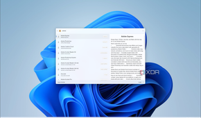 Screenshot of a WinGet search for adobe in PowerToys Command Palette