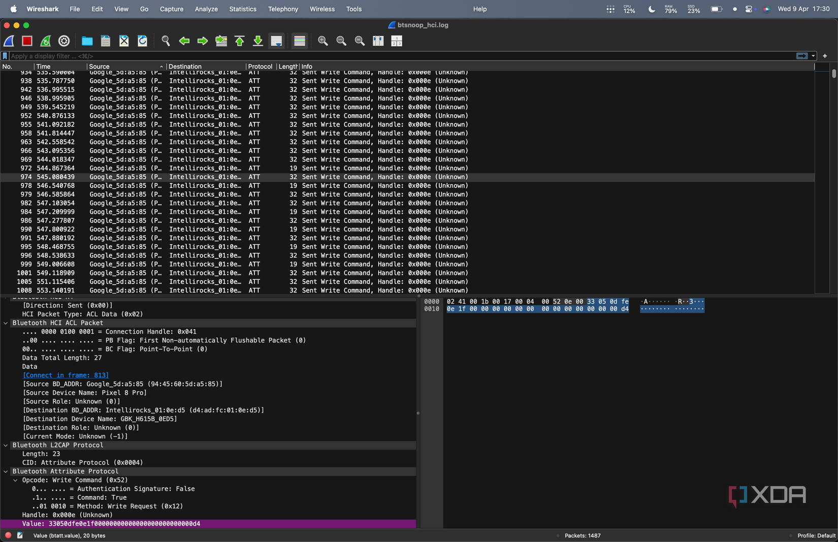Wireshark Govee global color packet