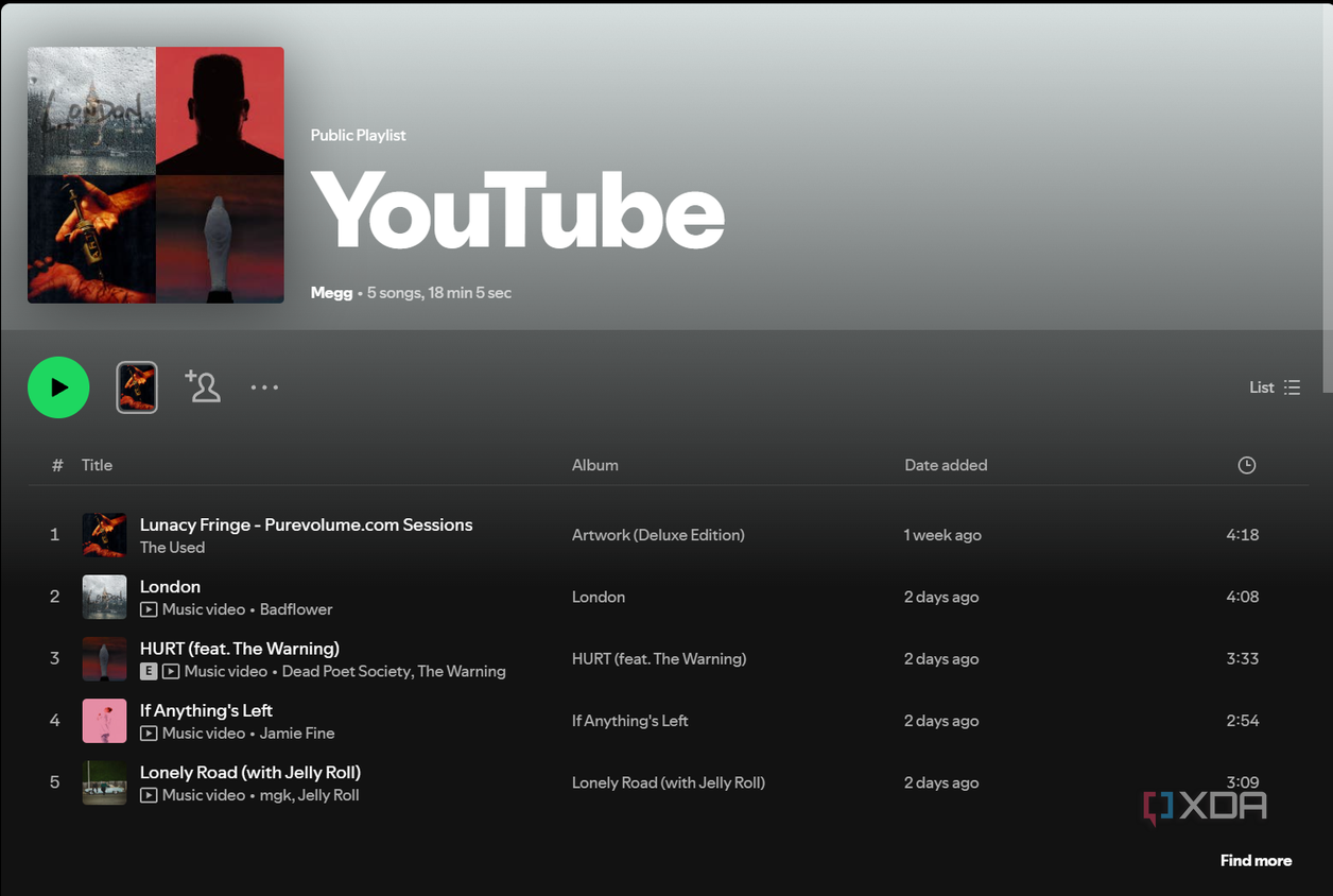 youtube playlist in spotify