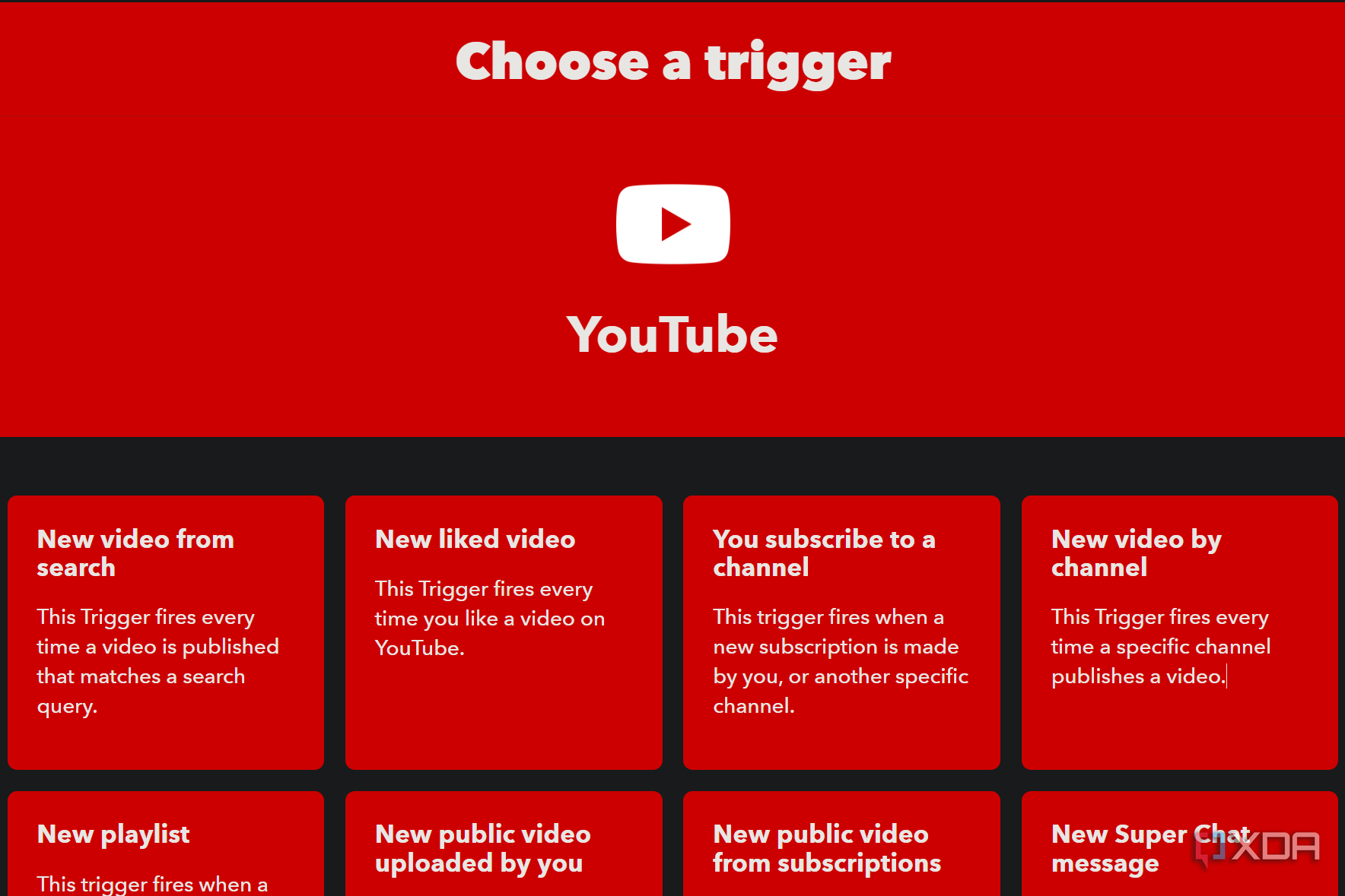 youtube triggers on ifttt