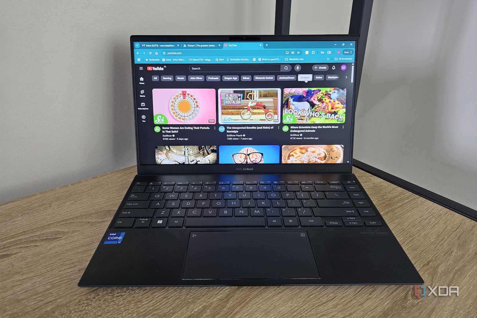 youtube website with recommendations on a laptop